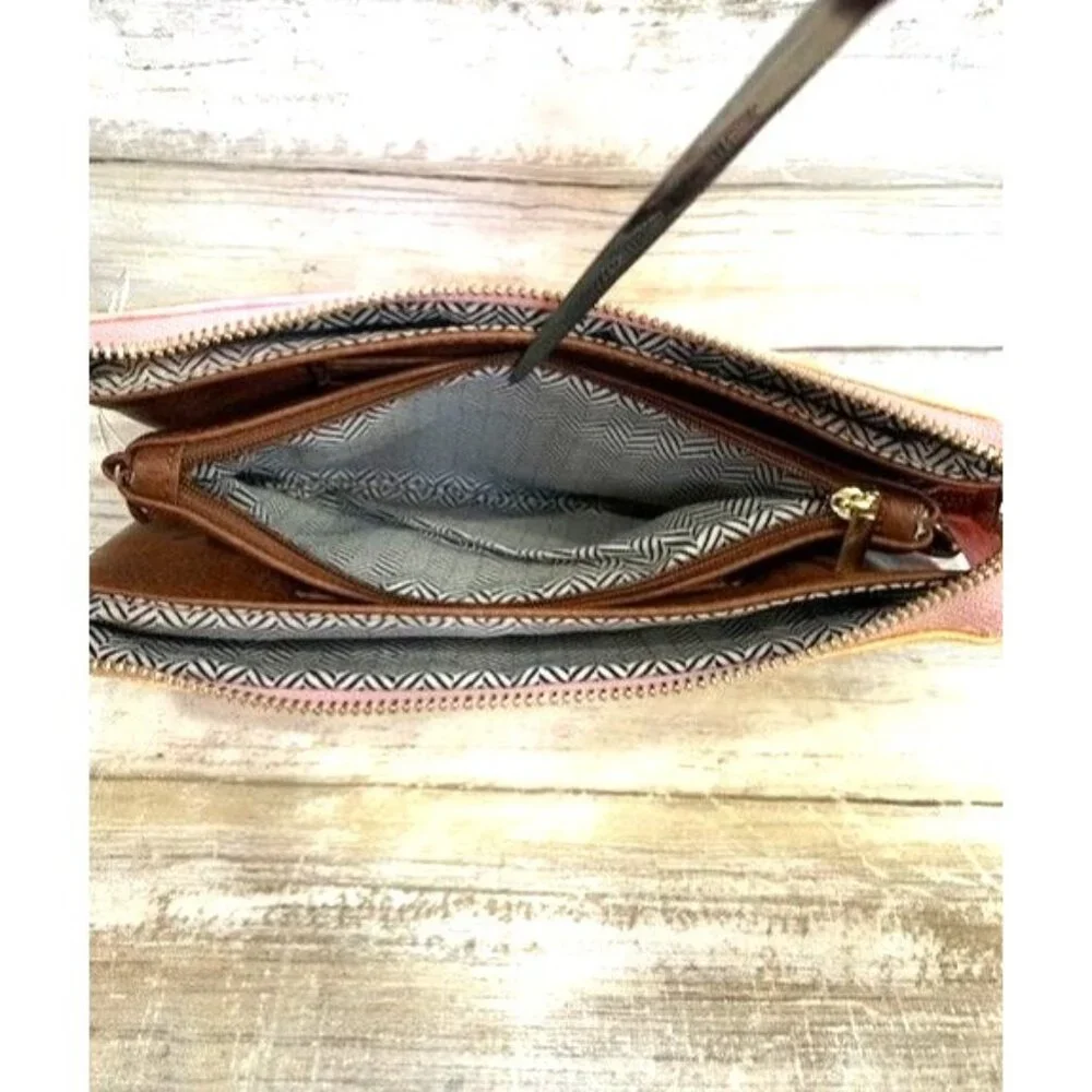 Jen & Co Vegan Leather Coral Yellow Crossbody Clutch with Detachable Straps‎